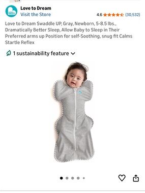 Love to Dream Gray Arms-Up Swaddle Sleep Sack